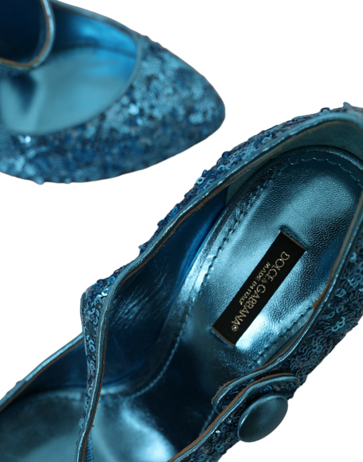 Dolce & Gabbana Blue Sequin Mary Jane Pumps High Heels Shoes EU39 / US8.5