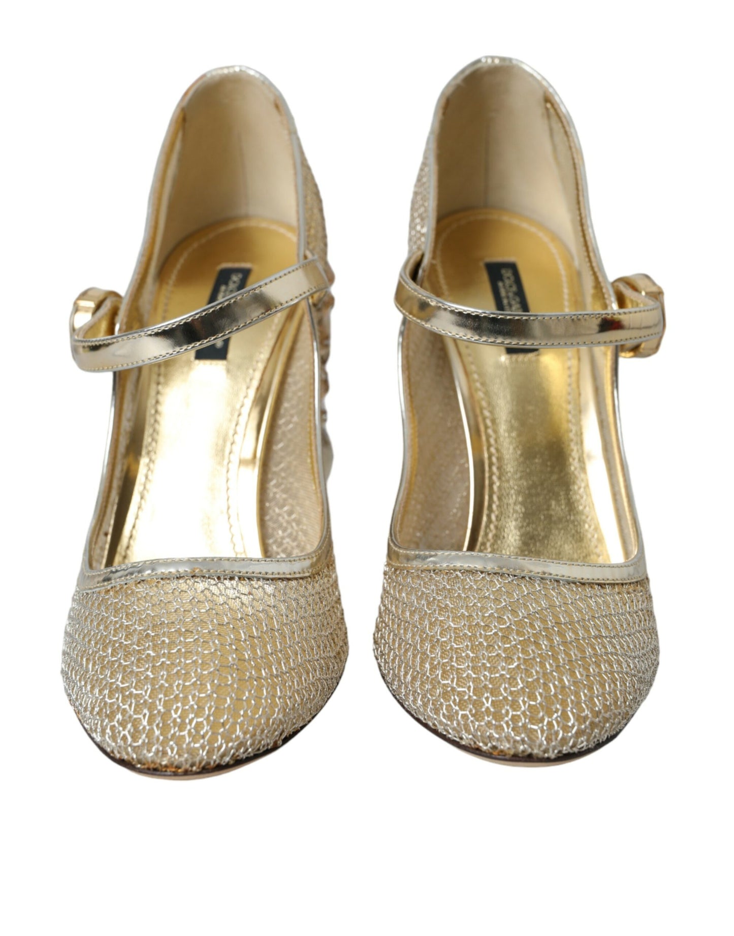 Dolce & Gabbana Gold Mesh Crystal Mary Jane Pumps Heels Shoes EU40 / US9.5