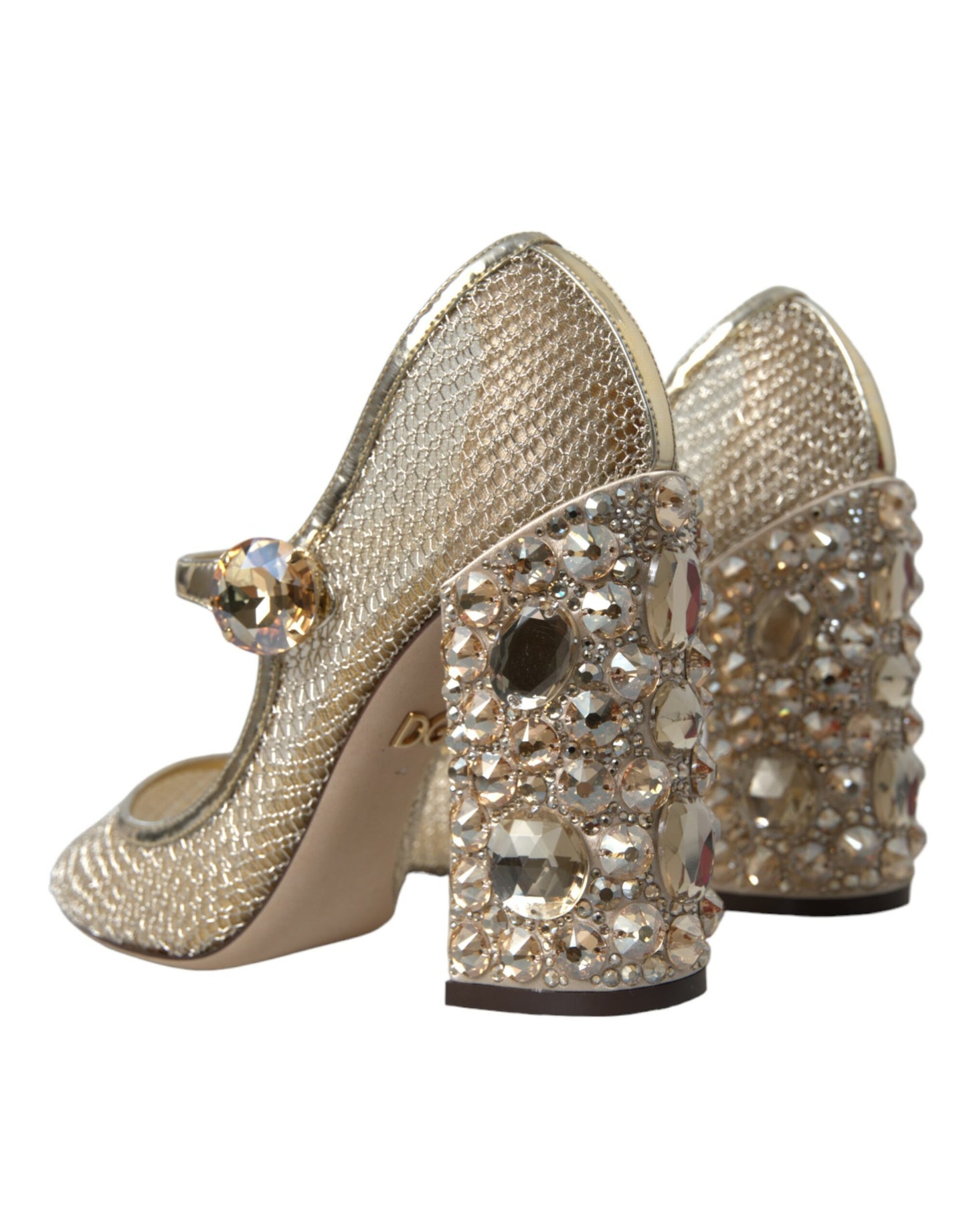 Dolce & Gabbana Gold Mesh Crystal Mary Jane Pumps Heels Shoes EU40 / US9.5