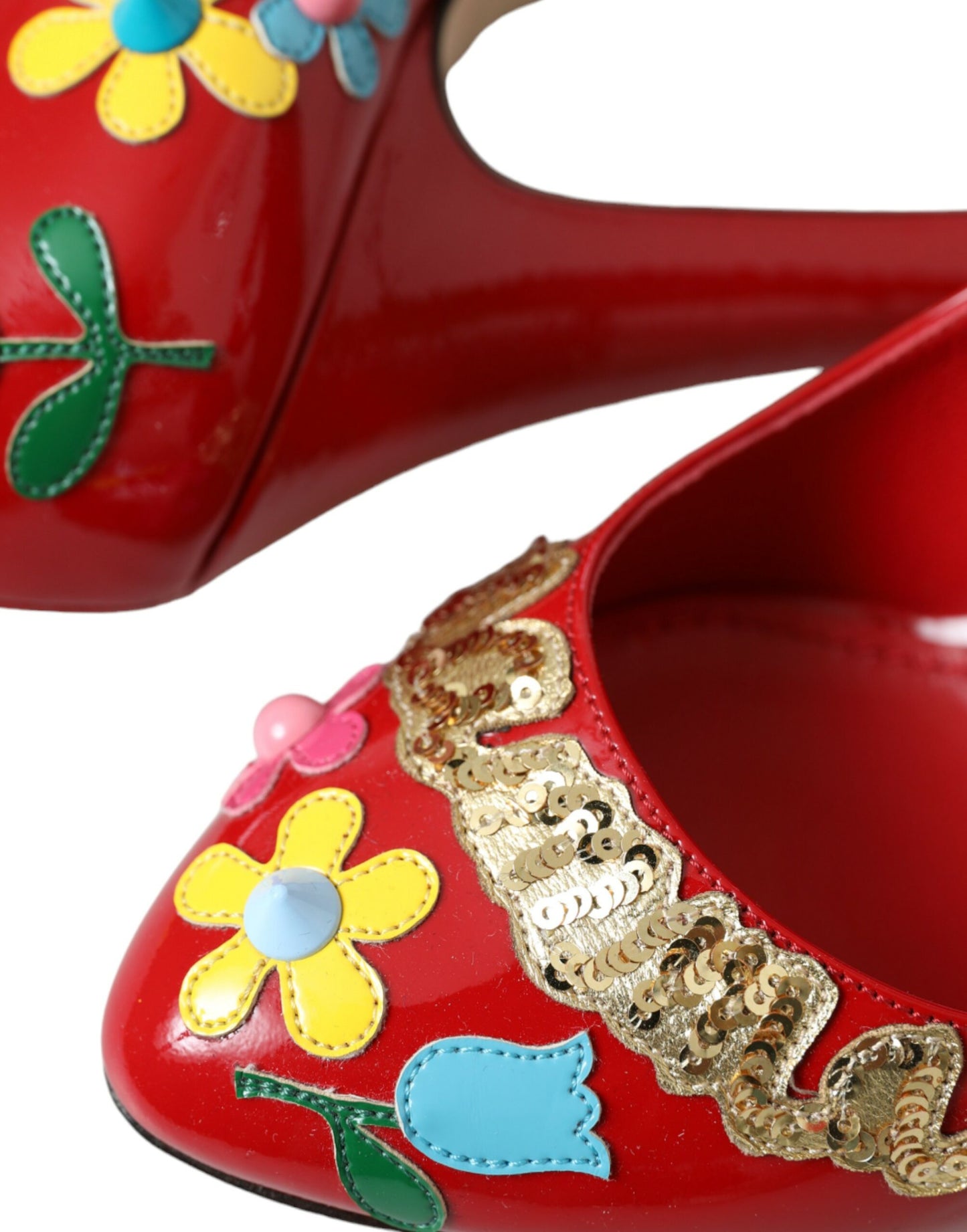 Dolce & Gabbana Red Leather Embellished Mary Jane Pumps Heels Shoes EU40 / US9.5