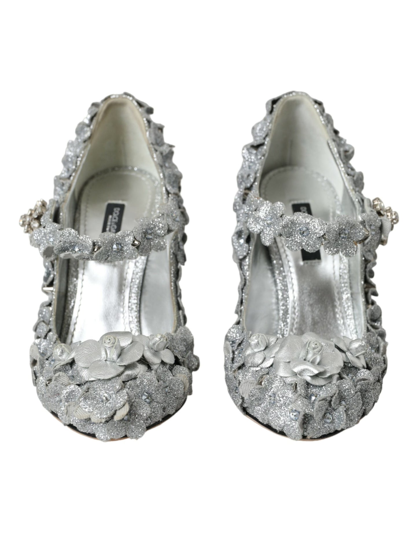 Dolce & Gabbana Silver Floral Crystal Mary Jane Pumps Shoes EU36 / US5.5