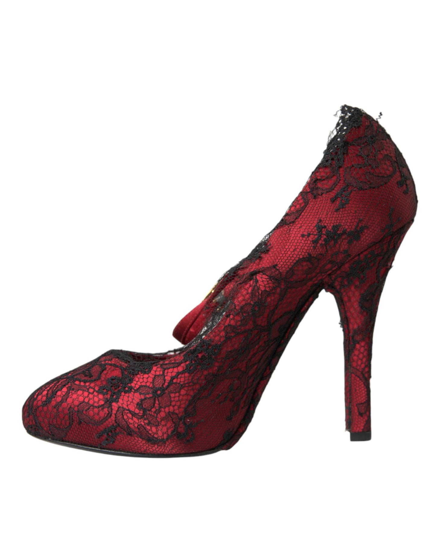 Dolce & Gabbana Red Black Floral Lace Mary Jane Pumps Shoes EU39 / US8.5