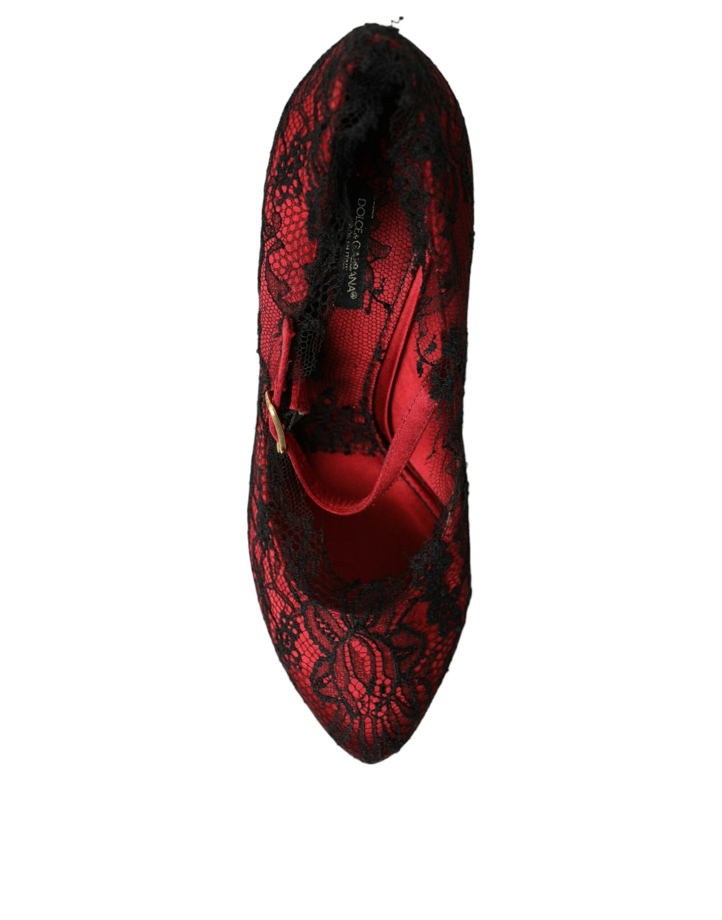 Dolce & Gabbana Red Black Floral Lace Mary Jane Pumps Shoes EU39 / US8.5