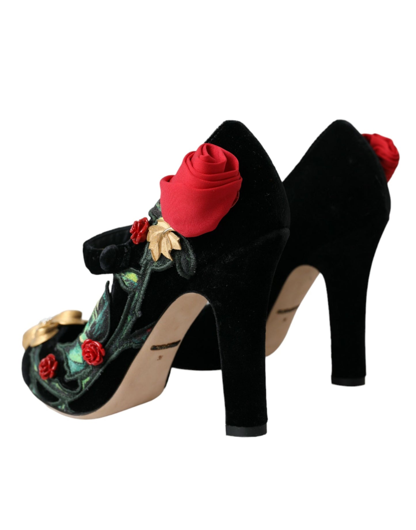 Dolce & Gabbana Black Roses Crystal Brooch Mary Jane Shoes EU36 / US5.5