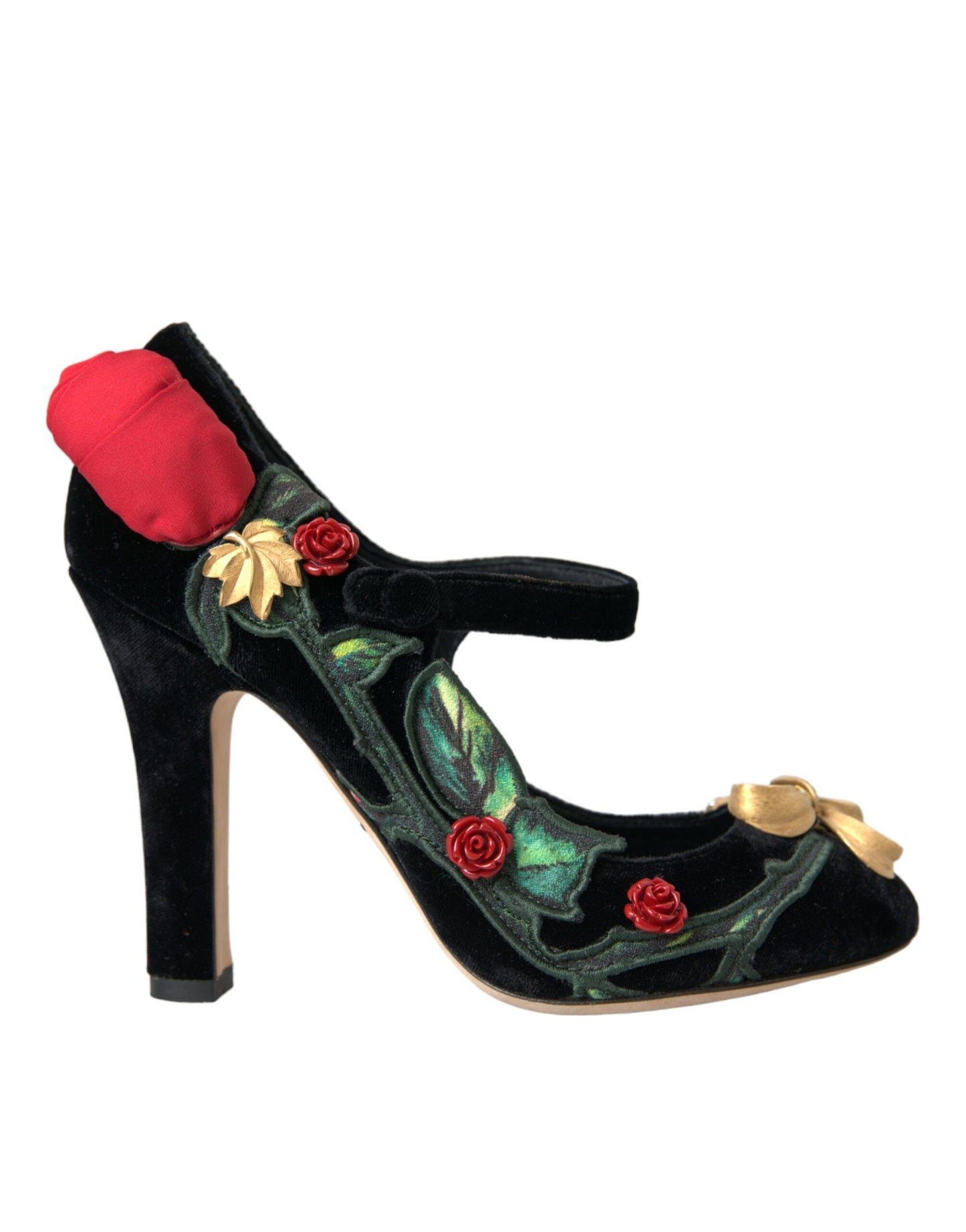 Dolce & Gabbana Black Roses Crystal Brooch Mary Jane Shoes EU36 / US5.5