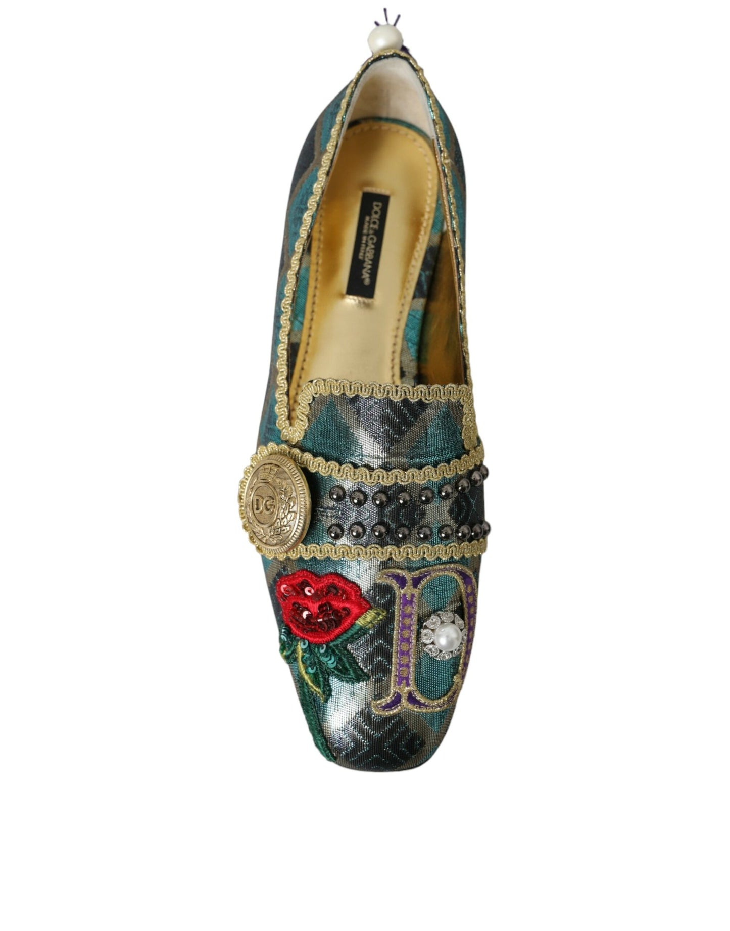 Dolce & Gabbana Multicolor Jacquard Embellished Loafers Shoes EU37 / US6.5