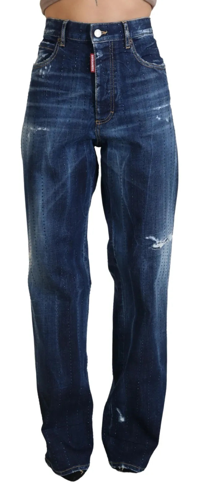 Dsquared² Blue High Waist Straight Denim Jeans San Diego IT38 | XS