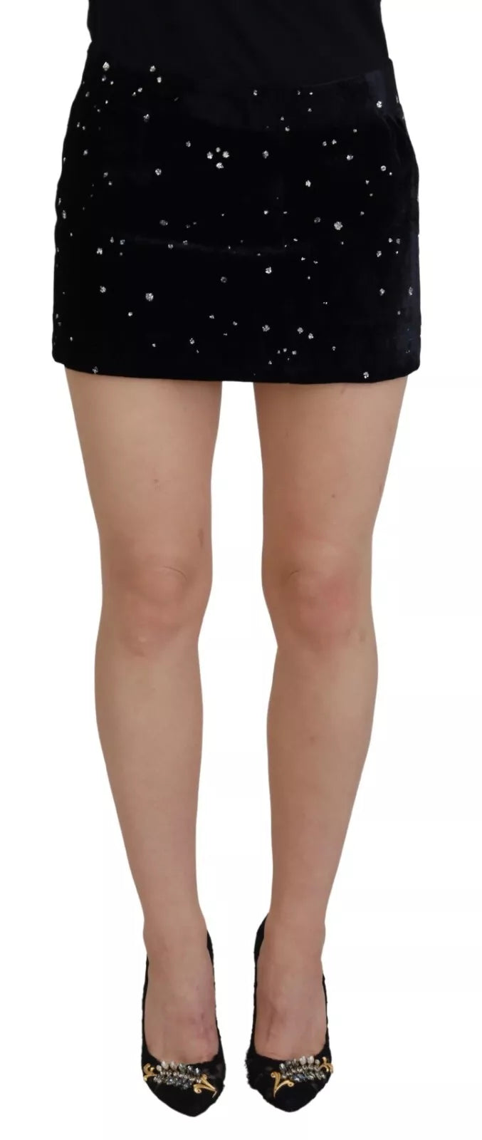 Dsquared² Black Embellished Mid Waist A-line Mini Skirt IT38 | XS