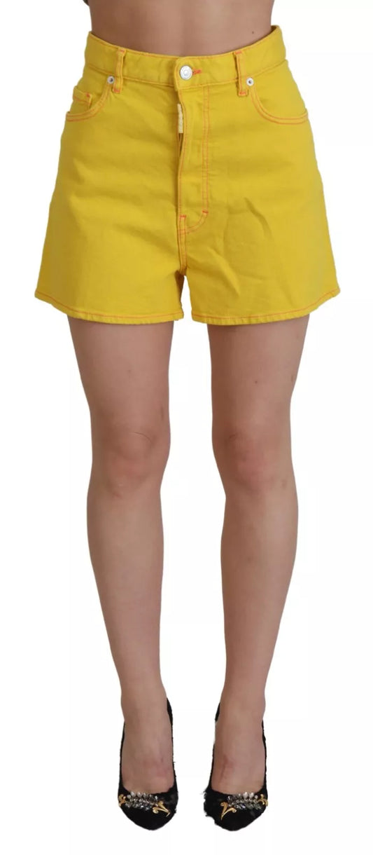 Dsquared² Yellow Cotton High Waist Baggy Women Hotpants Shorts IT38 | XS