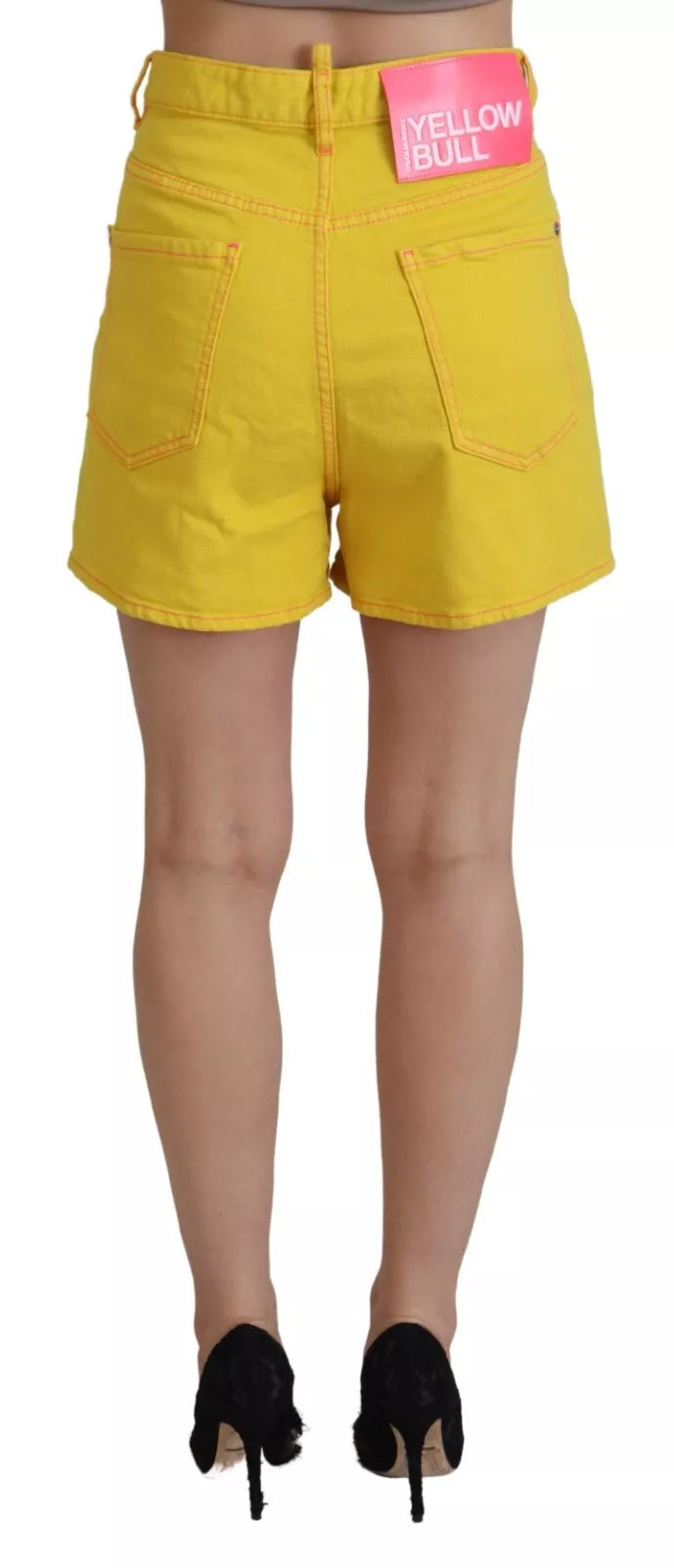 Dsquared² Yellow Cotton High Waist Baggy Women Hotpants Shorts IT38 | XS