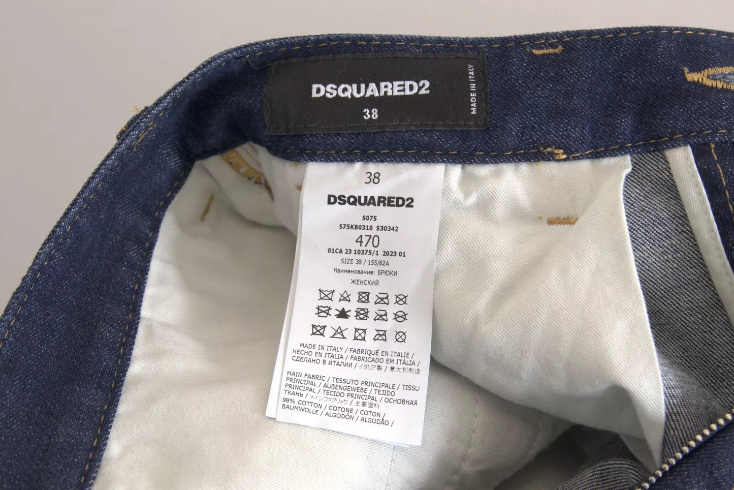 Dsquared² Blue High Waist Cotton Cargo Baggy Denim Jeans IT38 | XS