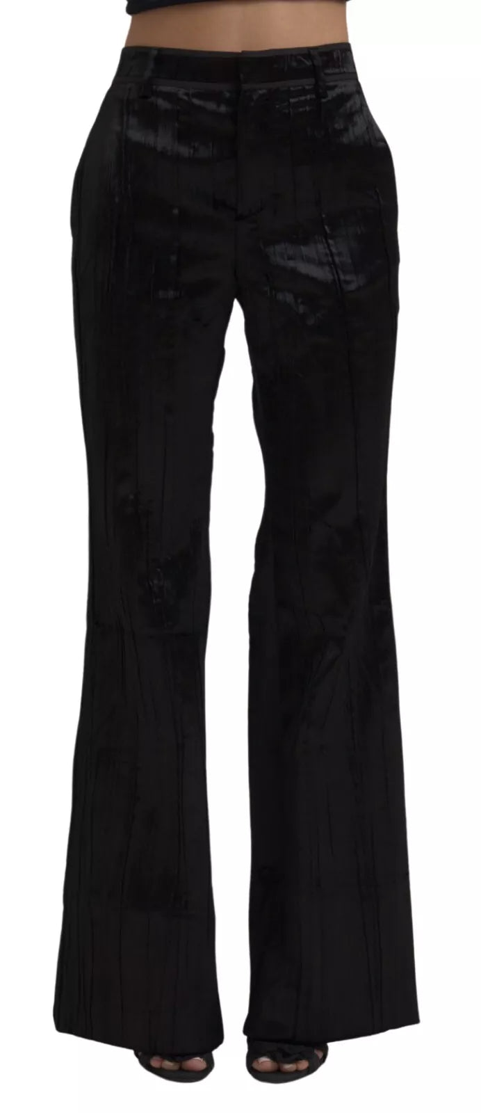 Dsquared² Black Viscose Super Flare High Waist Pants IT38 | XS