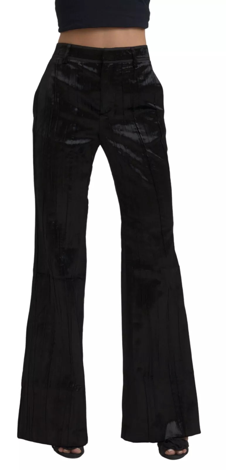 Dsquared² Black Viscose Super Flare High Waist Pants IT38 | XS