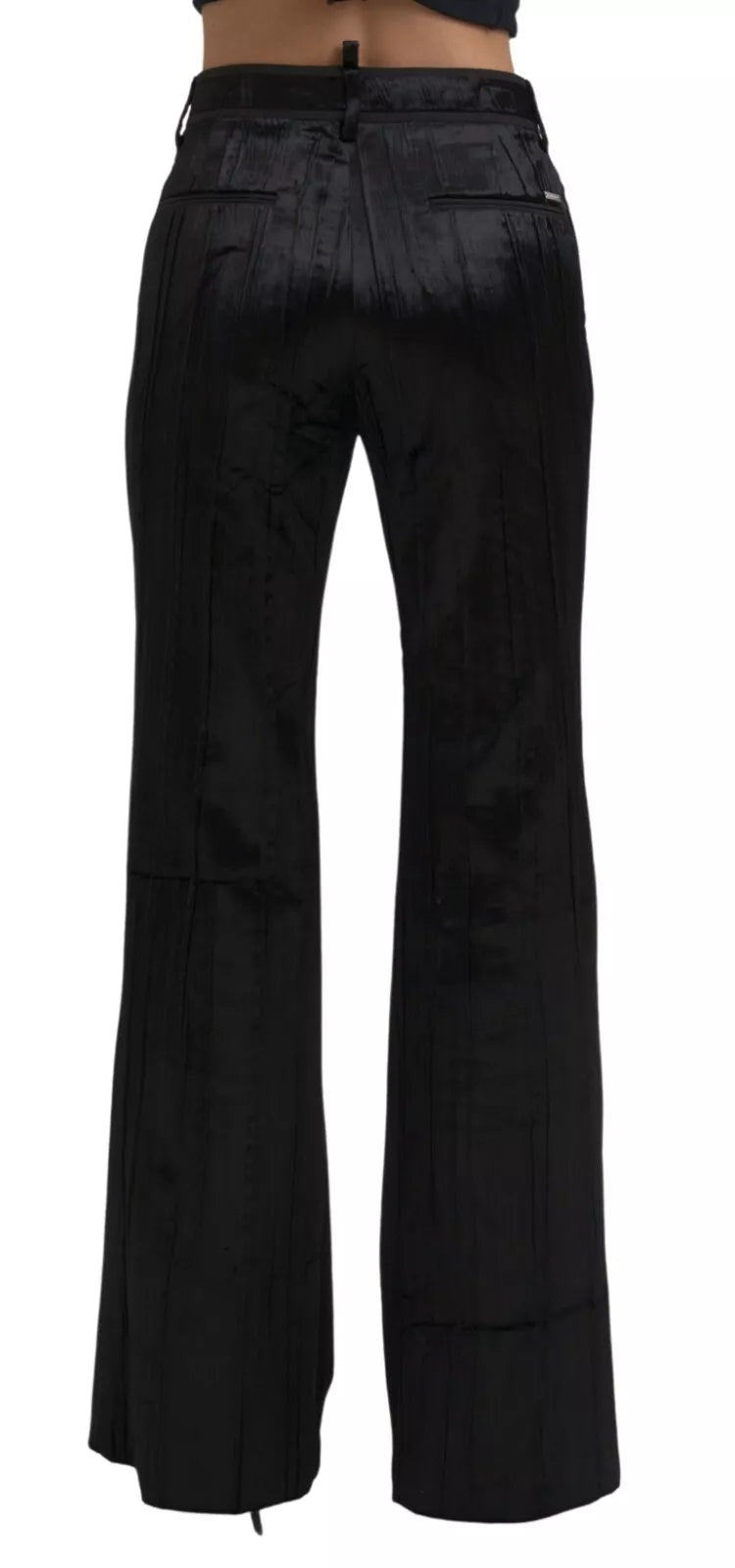 Dsquared² Black Viscose Super Flare High Waist Pants IT38 | XS