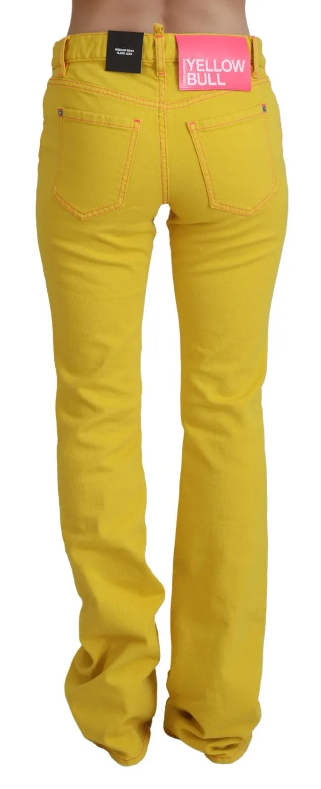 Dsquared² Yellow Cotton Mid Waist Flare Denim Trouser Jeans IT38 | XS