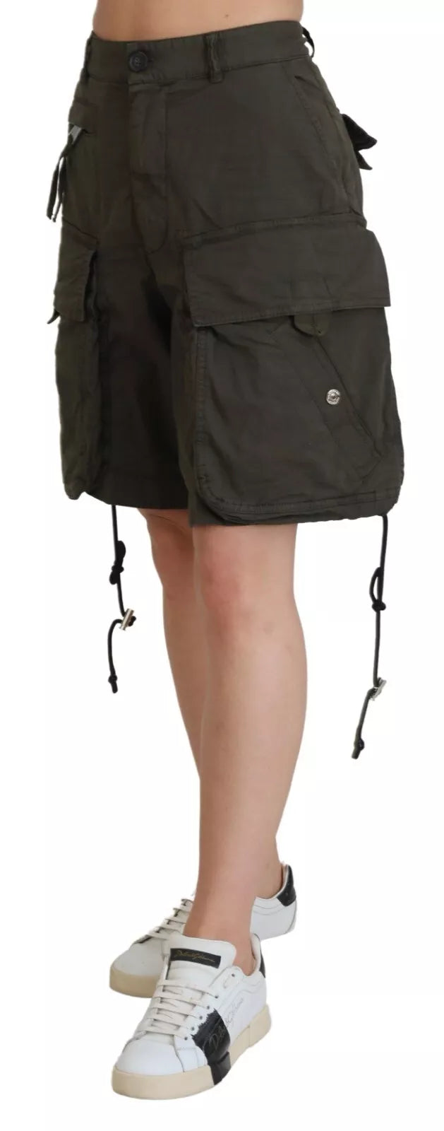 Dsquared² Green High Waist Cargo Bermuda Women Shorts IT38 | XS