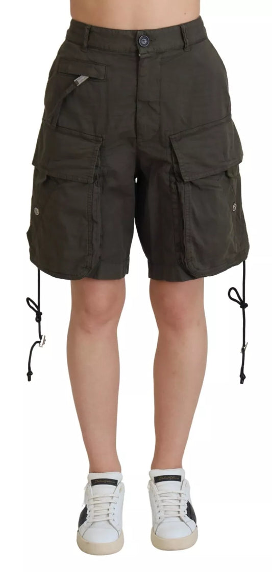 Dsquared² Green High Waist Cargo Bermuda Women Shorts IT38 | XS