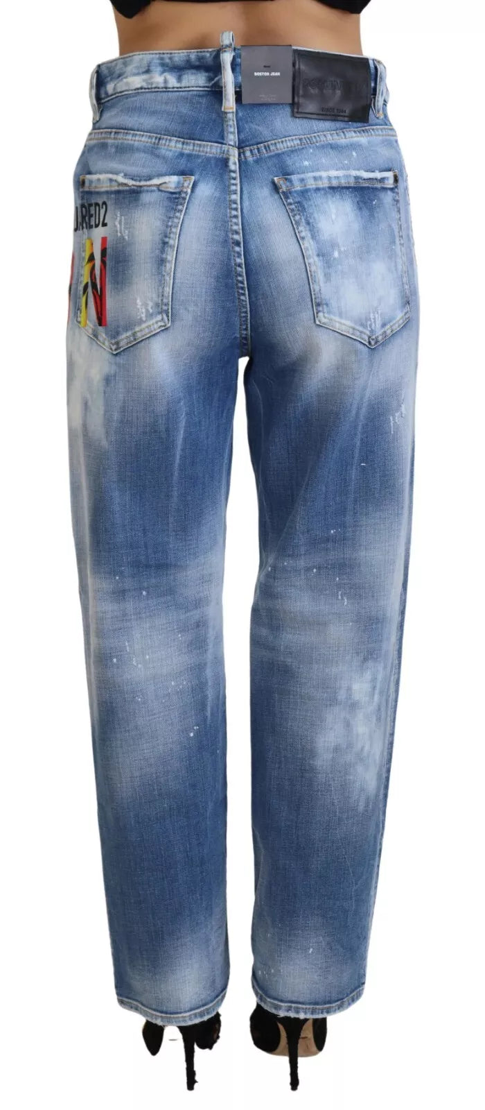 Dsquared² Blue Icon High Waist Straight Denim Jeans Boston IT38 | XS