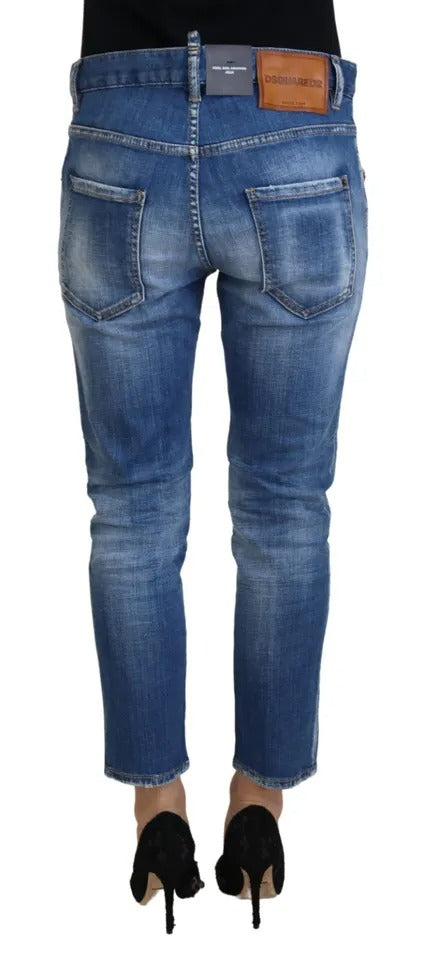 Dsquared² Blue Cotton Low Waist Cropped Cool Girl Denim Jeans IT38 | XS