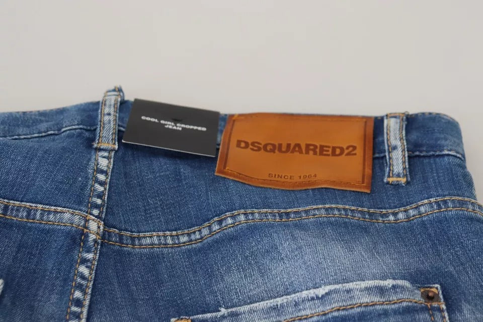 Dsquared² Blue Cotton Low Waist Cropped Cool Girl Denim Jeans IT38 | XS