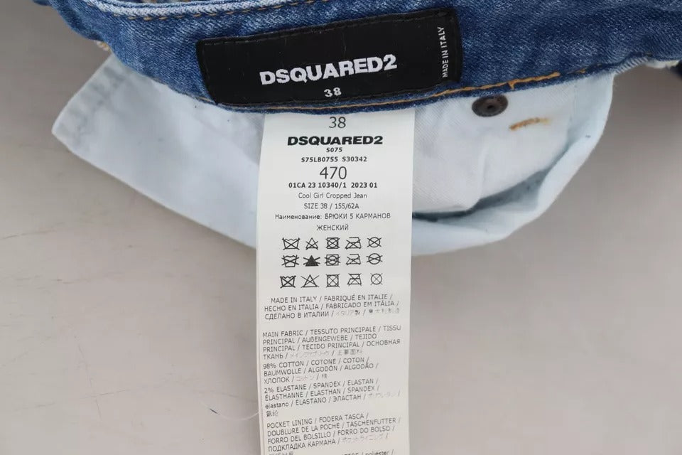 Dsquared² Blue Cotton Low Waist Cropped Cool Girl Denim Jeans IT38 | XS