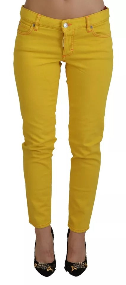 Dsquared² Yellow Cotton Low Waist Cropped Jennifer Denim Jeans IT38 | XS