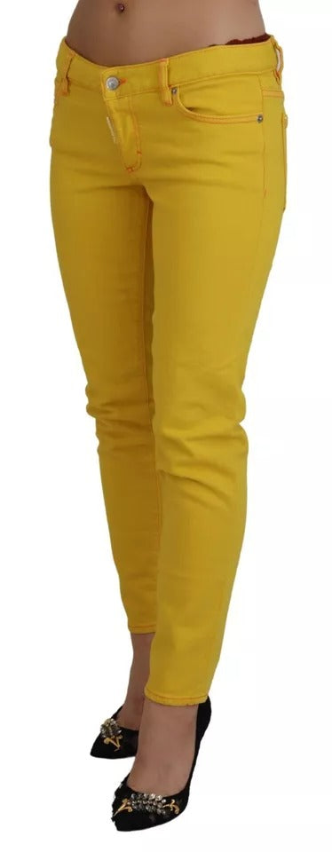 Dsquared² Yellow Cotton Low Waist Cropped Jennifer Denim Jeans IT38 | XS