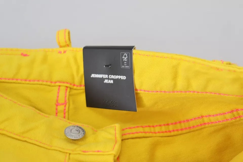 Dsquared² Yellow Cotton Low Waist Cropped Jennifer Denim Jeans IT38 | XS