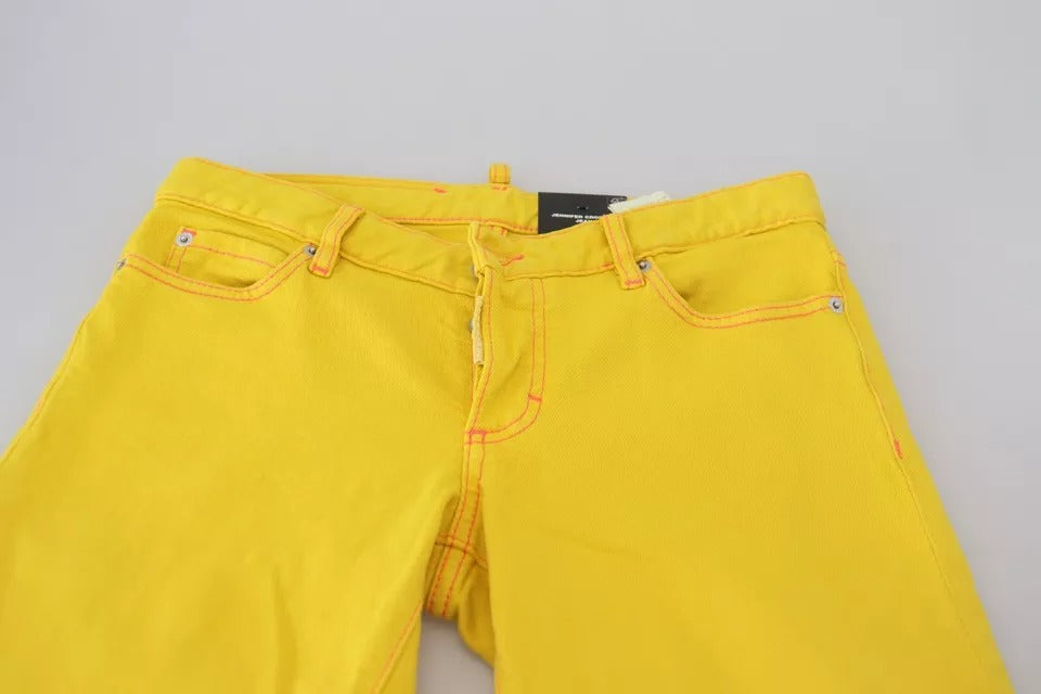 Dsquared² Yellow Cotton Low Waist Cropped Jennifer Denim Jeans IT38 | XS