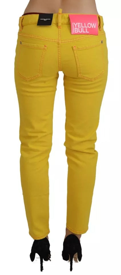 Dsquared² Yellow Cotton Low Waist Cropped Jennifer Denim Jeans IT38 | XS