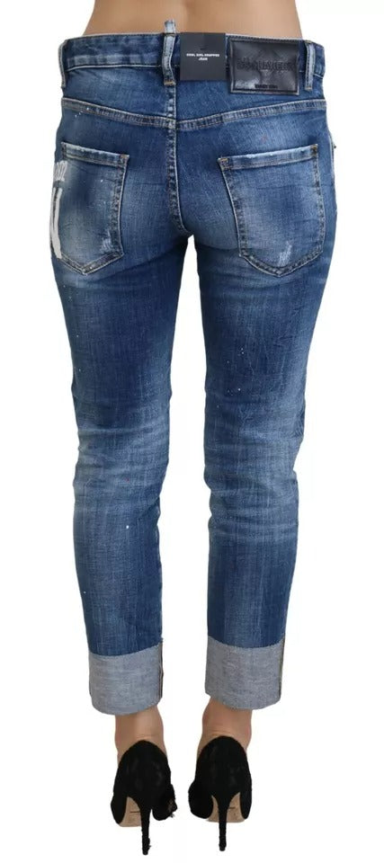 Dsquared² Blue Icon Low Waist Cropped Cool Girl Denim Jeans IT38 | XS