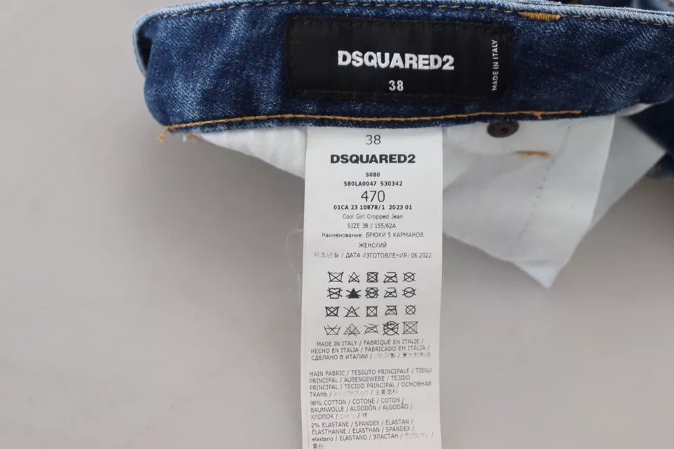 Dsquared² Blue Icon Low Waist Cropped Cool Girl Denim Jeans IT38 | XS