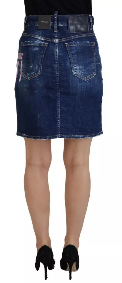 Dsquared² Blue Icon High Waist Denim Mini Boston Jean Skirt IT38 | XS