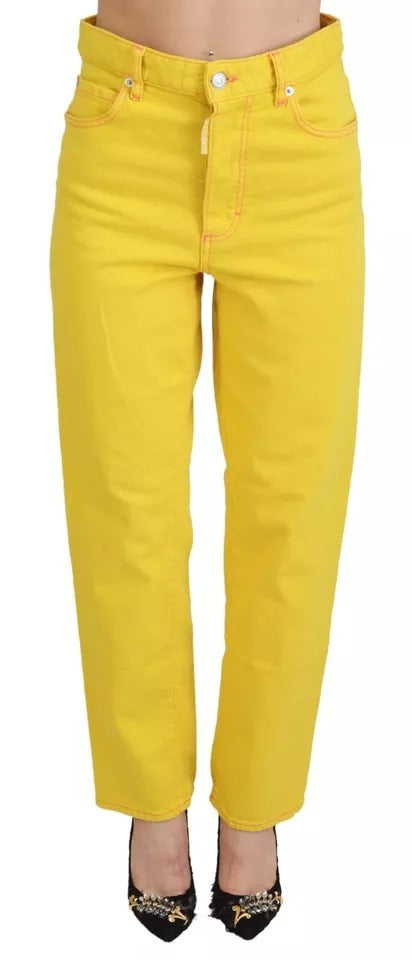 Dsquared² Yellow Cotton High Waist Straight Denim Boston Jeans IT38 | XS