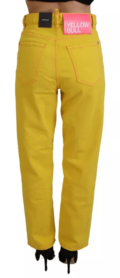 Dsquared² Yellow Cotton High Waist Straight Denim Boston Jeans IT38 | XS