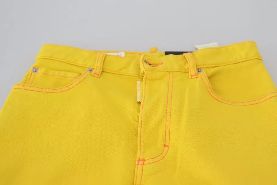 Dsquared² Yellow Cotton High Waist Straight Denim Boston Jeans IT38 | XS