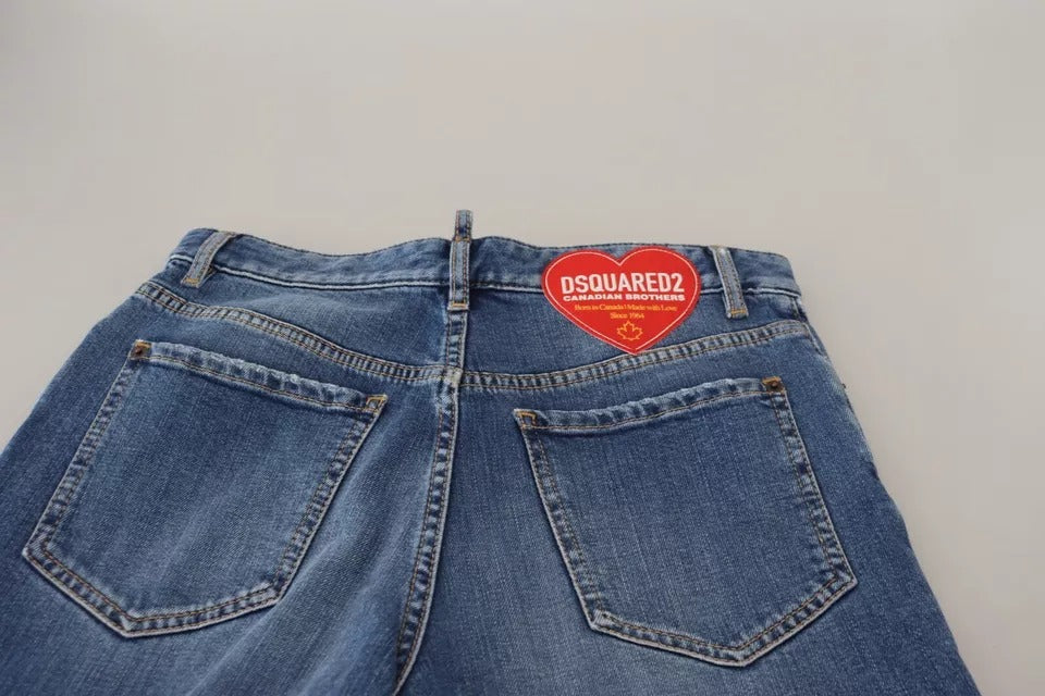 Dsquared² Blue Distressed High Waist Straight Denim Jeans IT38 | XS