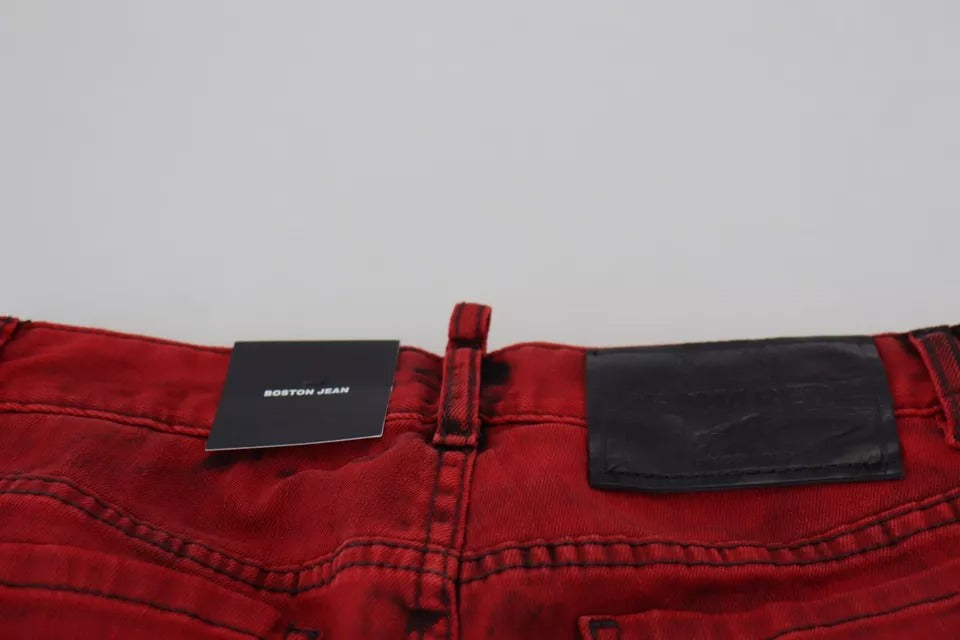 Dsquared² Red Low Waist Cotton Stretch Skinny Pants IT38 | XS