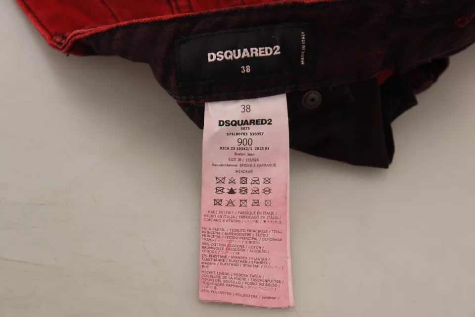 Dsquared² Red Low Waist Cotton Stretch Skinny Pants IT38 | XS