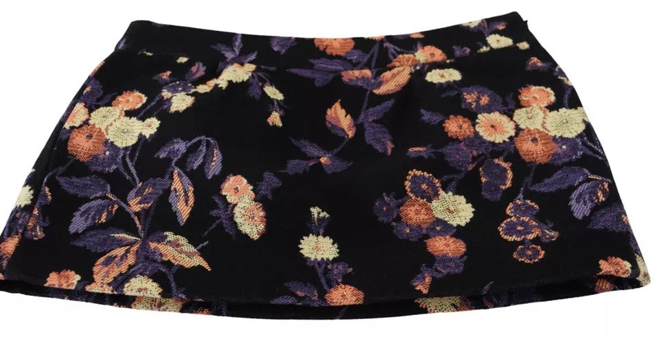 Dsquared² Black Floral Embroidery Mid Waist A-line Mini Skirt IT38 | XS