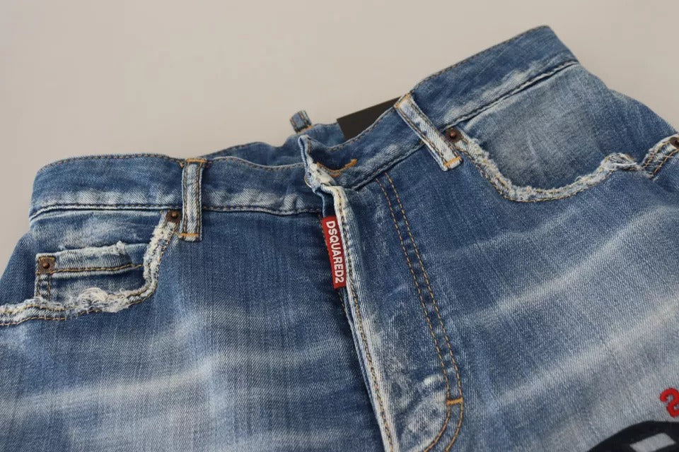 Dsquared² Blue Washed High Waist Straight Denim Boston Jeans IT38 | XS