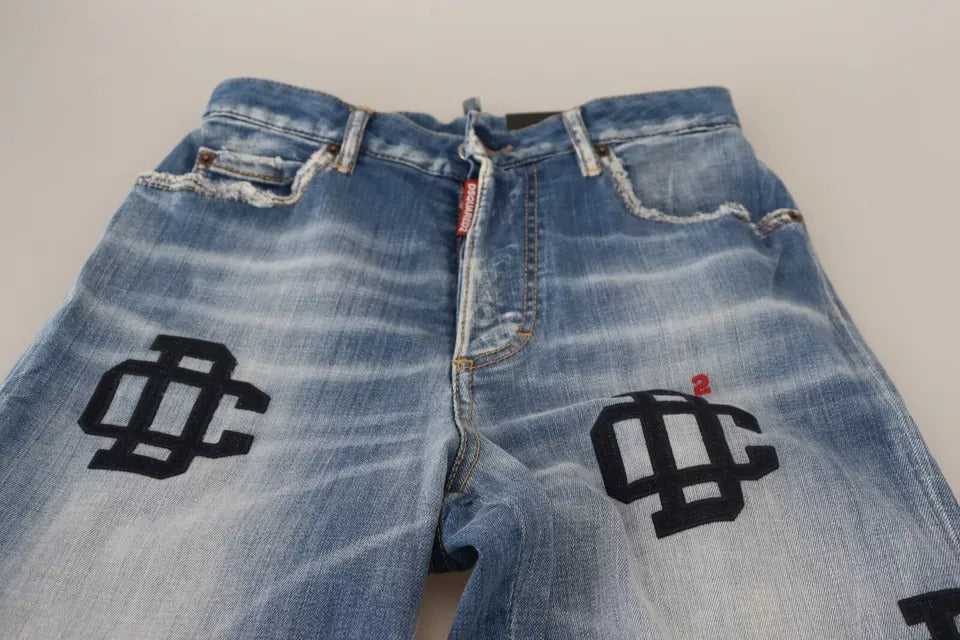 Dsquared² Blue Washed High Waist Straight Denim Boston Jeans IT38 | XS