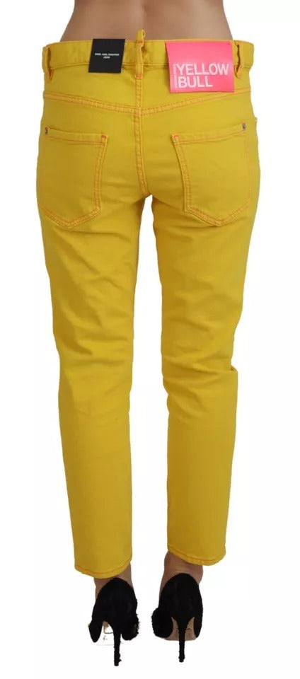 Dsquared² Yellow Cotton Low Waist Crop Denim Cool Girl Jeans IT38 | XS