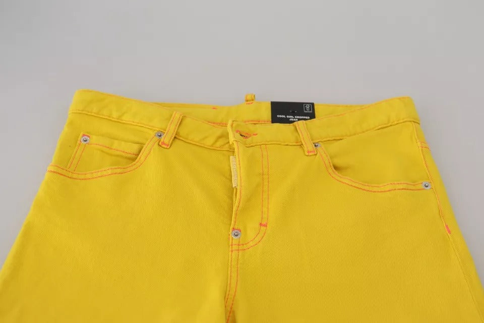 Dsquared² Yellow Cotton Low Waist Crop Denim Cool Girl Jeans IT38 | XS