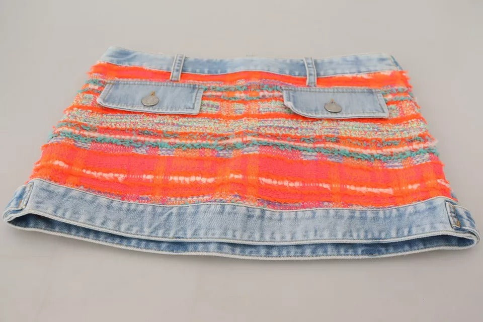 Dsquared² Multicolor Polyester Low Waist A-line Denim Skirt IT38 | XS