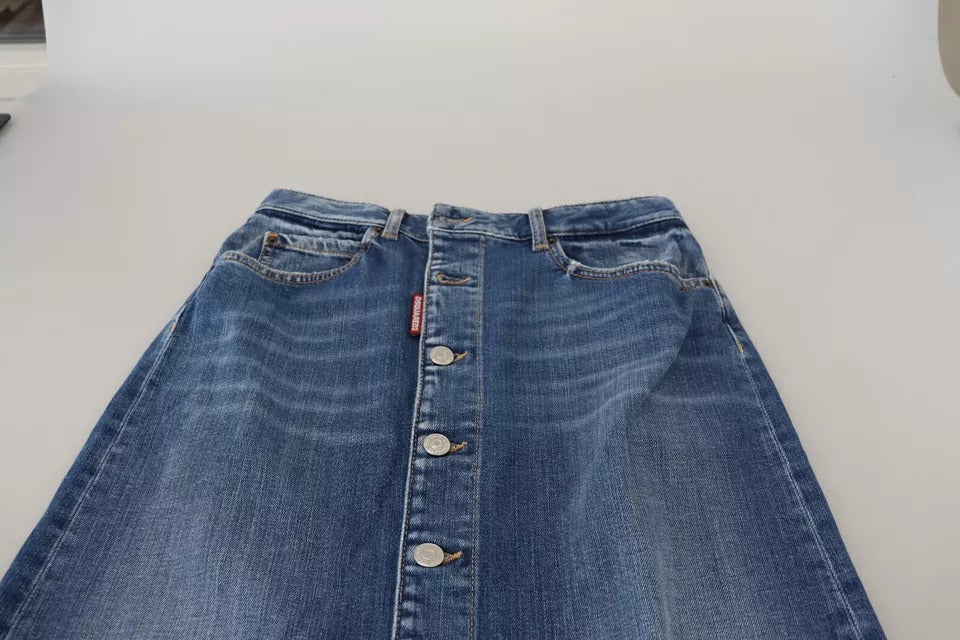 Dsquared² Blue Distressed High Waist Pencil Cut Denim Skirt IT38 | XS