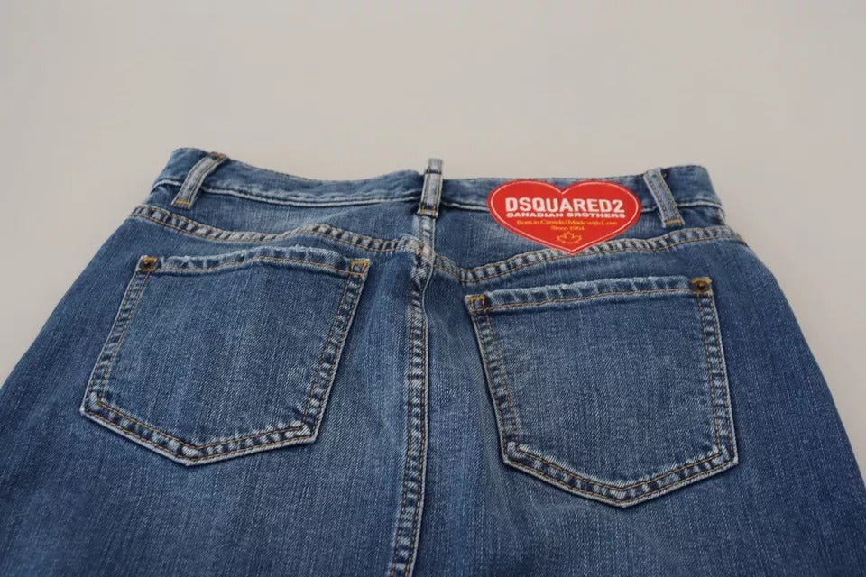 Dsquared² Blue Distressed High Waist Pencil Cut Denim Skirt IT38 | XS