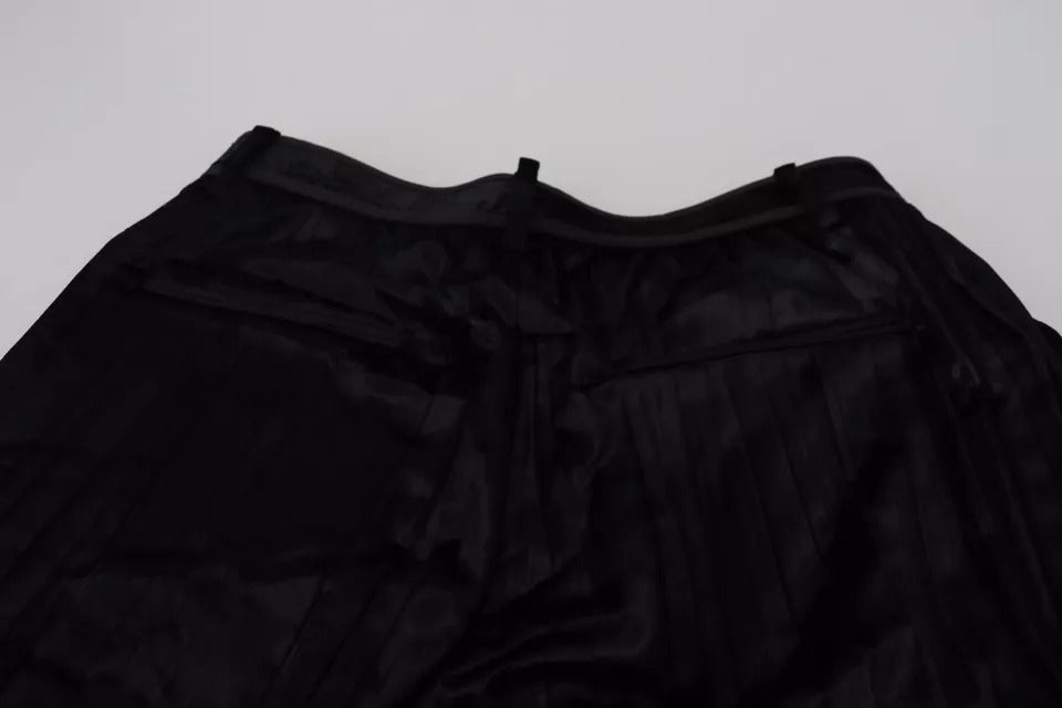 Dsquared² Black Pleated High Waist Wide Leg Cropped Pants IT38 | XS