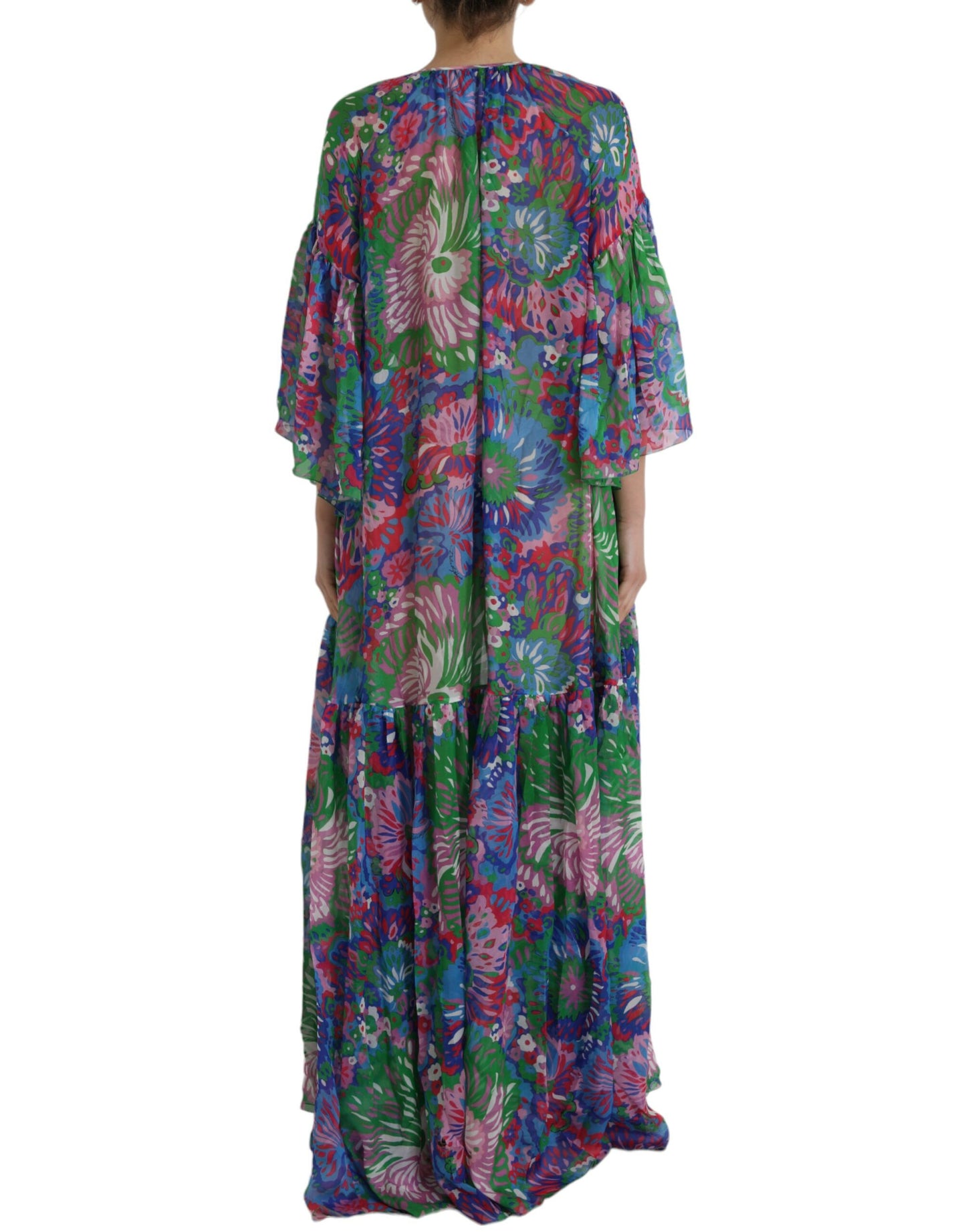 Dolce & Gabbana Multicolor Floral Silk Kaftan Maxi Dress IT38 / S