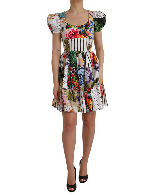 Dolce & Gabbana Multicolor Patchwork Cotton Aline Mini Dress IT38 / XS